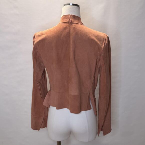 Sundance Jacket Womens 4 Blush Pink Suede Waterfall Drape Open Front Peplum - Picture 3 of 9